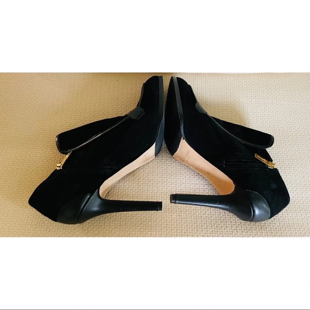 L.K. BENNETT Suede Leather Black Booties Shoes Size 39